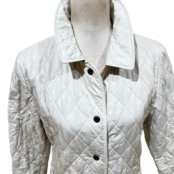 Burberry London White Quilted Puffer Jacket nova plaid check snap front medium - Picture 5 of 14